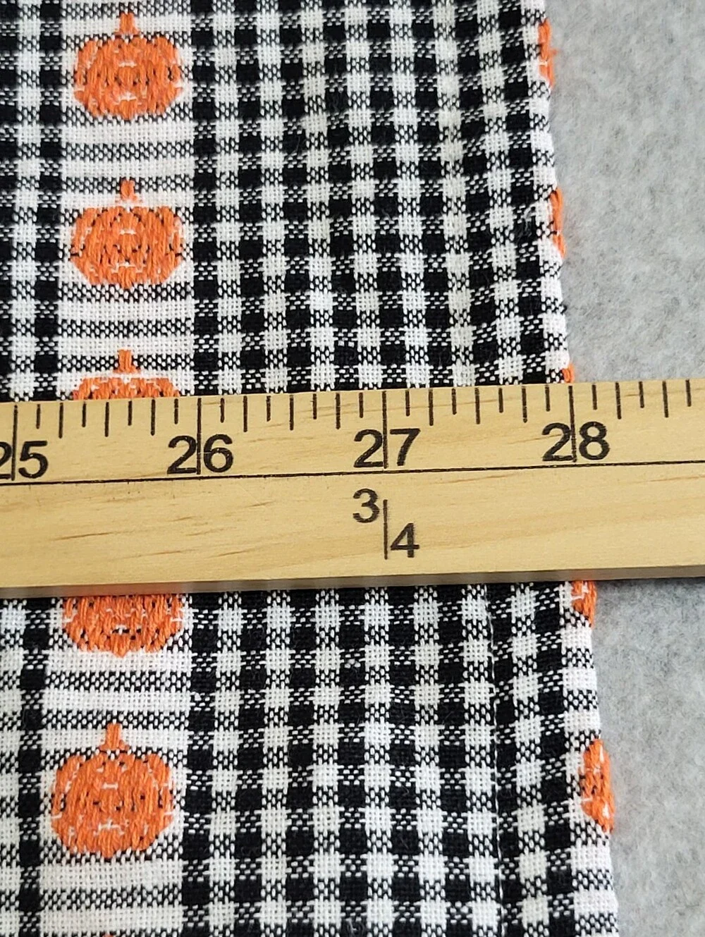 Shabby Chic Halloween Bib Apron Embroidered Pumpkins Black White Check Pocket